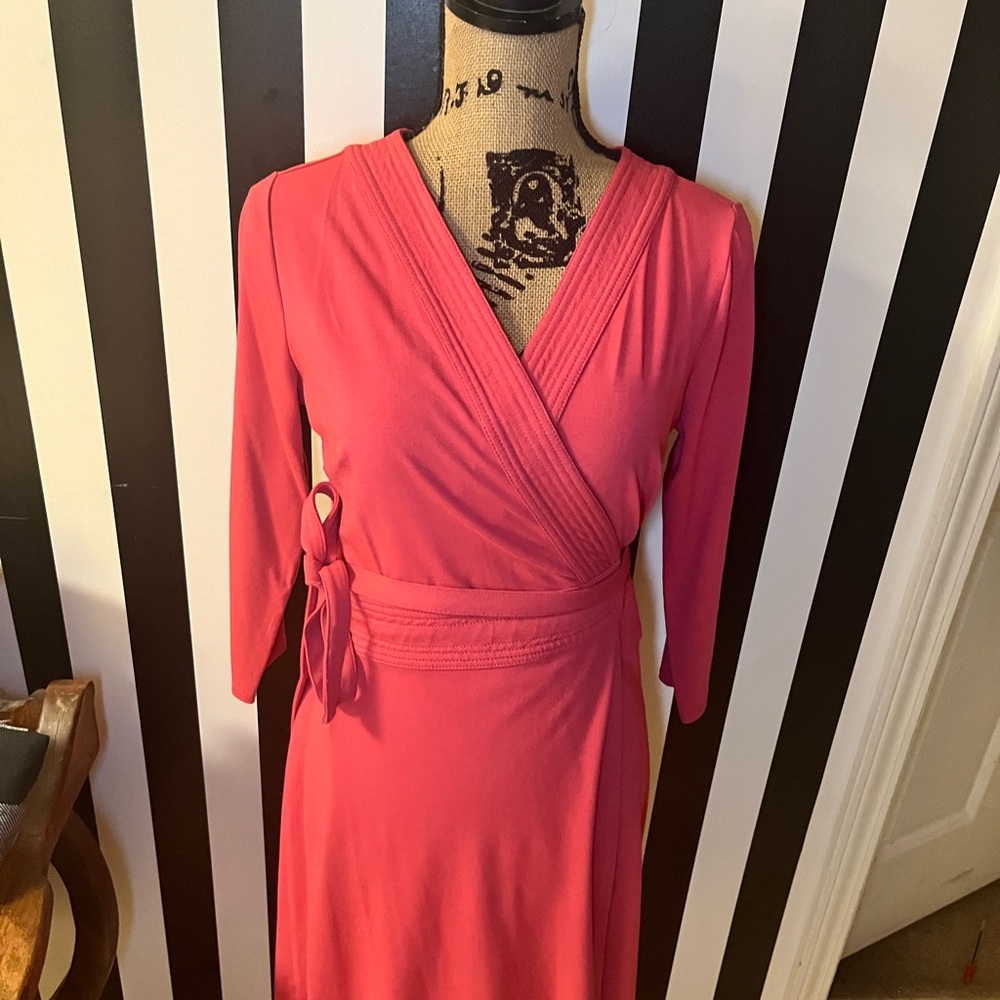 Ann Taylor Vibrant Pink Long Sleeve Dress